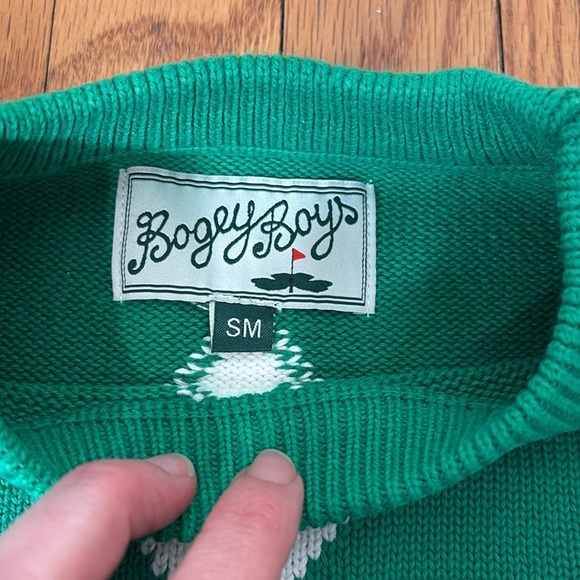 Bogey Boys Rhombus Sweater Golf Diamond Crewneck Macklemore Men’s S Green NWT - Picture 6 of 9